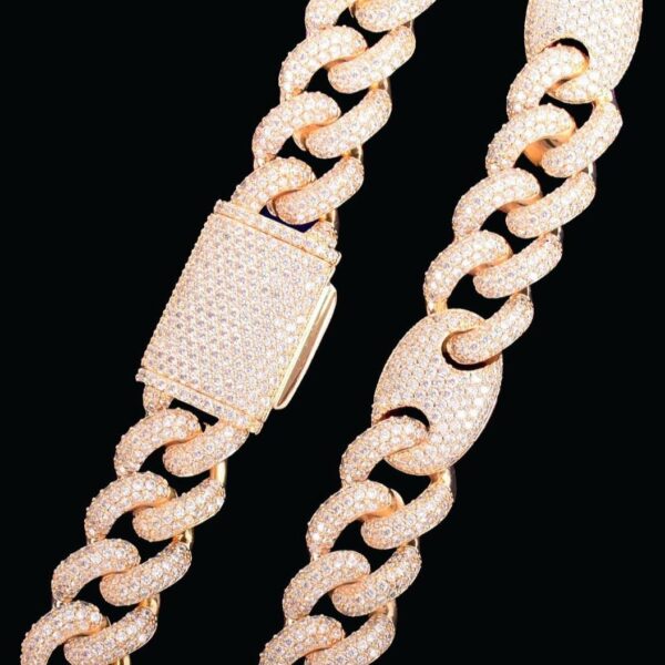 12MM Miami Cuban Bean Link Iced Out Diamond Necklace Chain